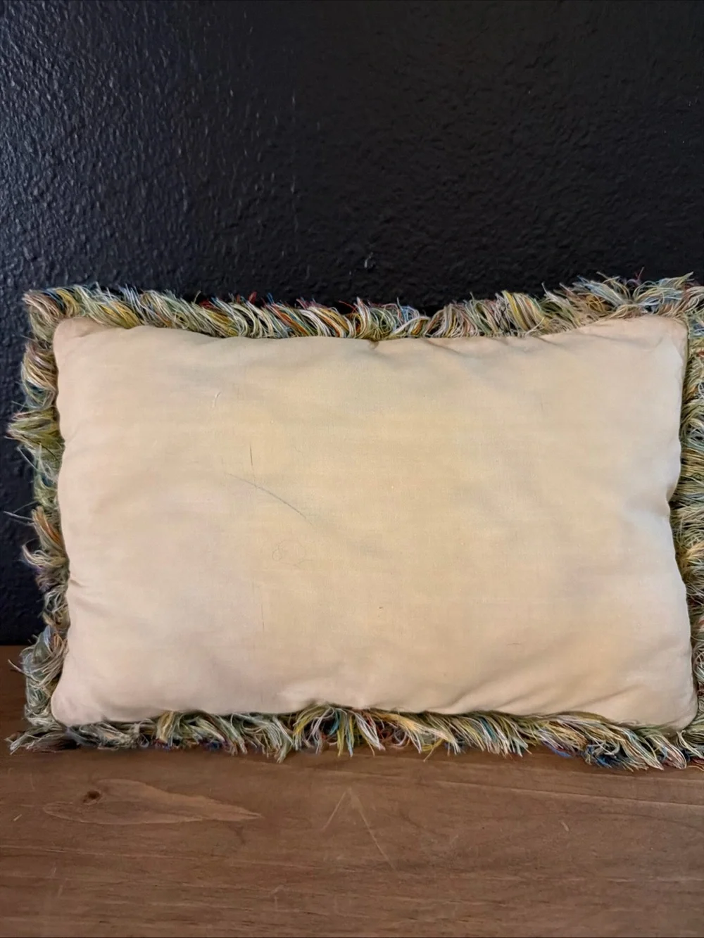 Vintage HALLMARK Santa Birdhouse Woven Tapestry Fringe Throw Pillow Christmas